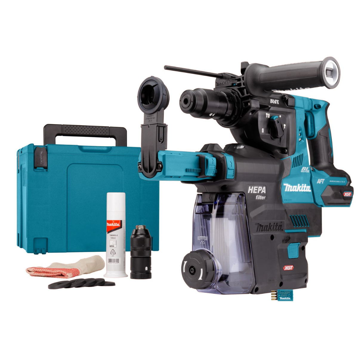 Makita HR002GZ05 Accu combihamer SDS-Plus 2,9J + snelwisselboorkop + stofafzuiging AWS XGT 40V Max Basic Body in Mbox afbeelding 1