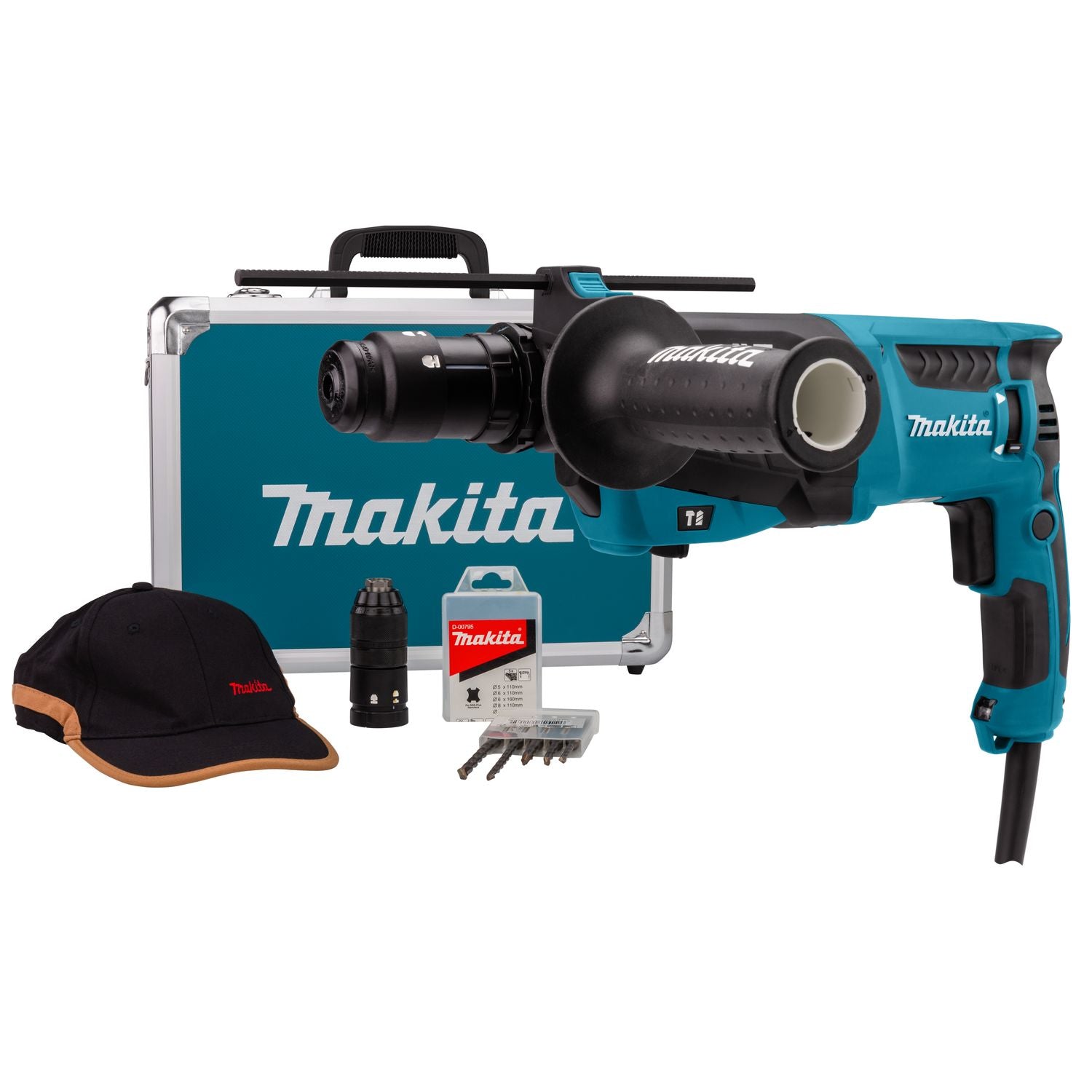 Makita HR2631FT13 Combihamer SDS-Plus 2,4J + snelwisselboorkop + 5 boren 800W in koffer afbeelding 1