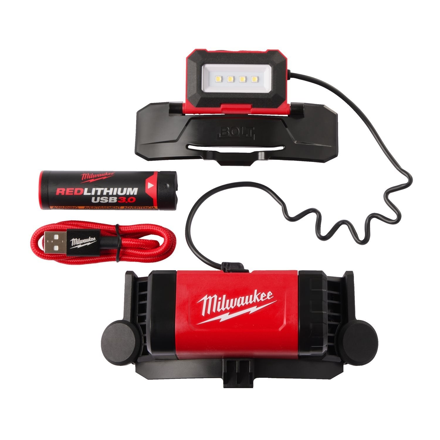 Milwaukee L4 BOLTHL-301 BOLT™ Hoofdlamp 600 lumen REDLITHIUM™ 3.0Ah USB batterij - 4933479902