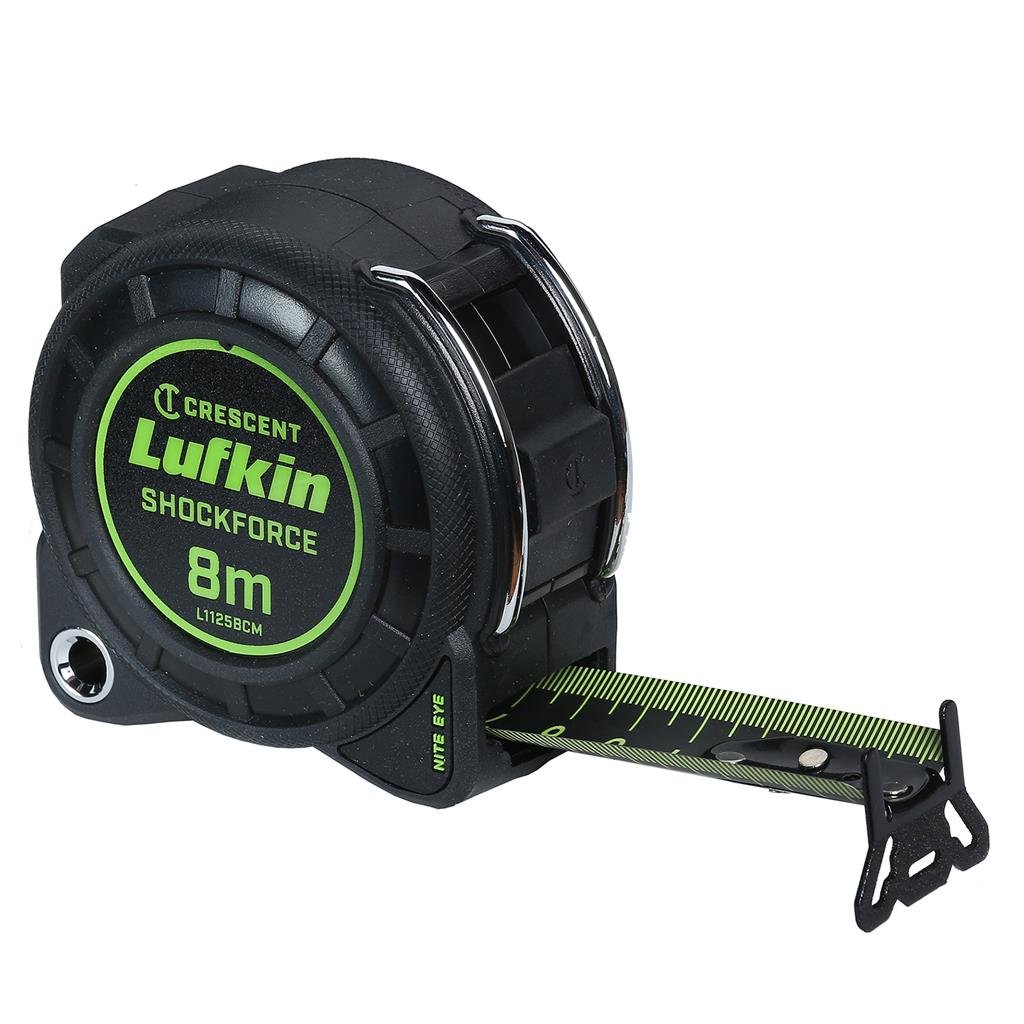 Lufkin Meetlint Shockforce Nighteye 30mmx8m cm zw afbeelding