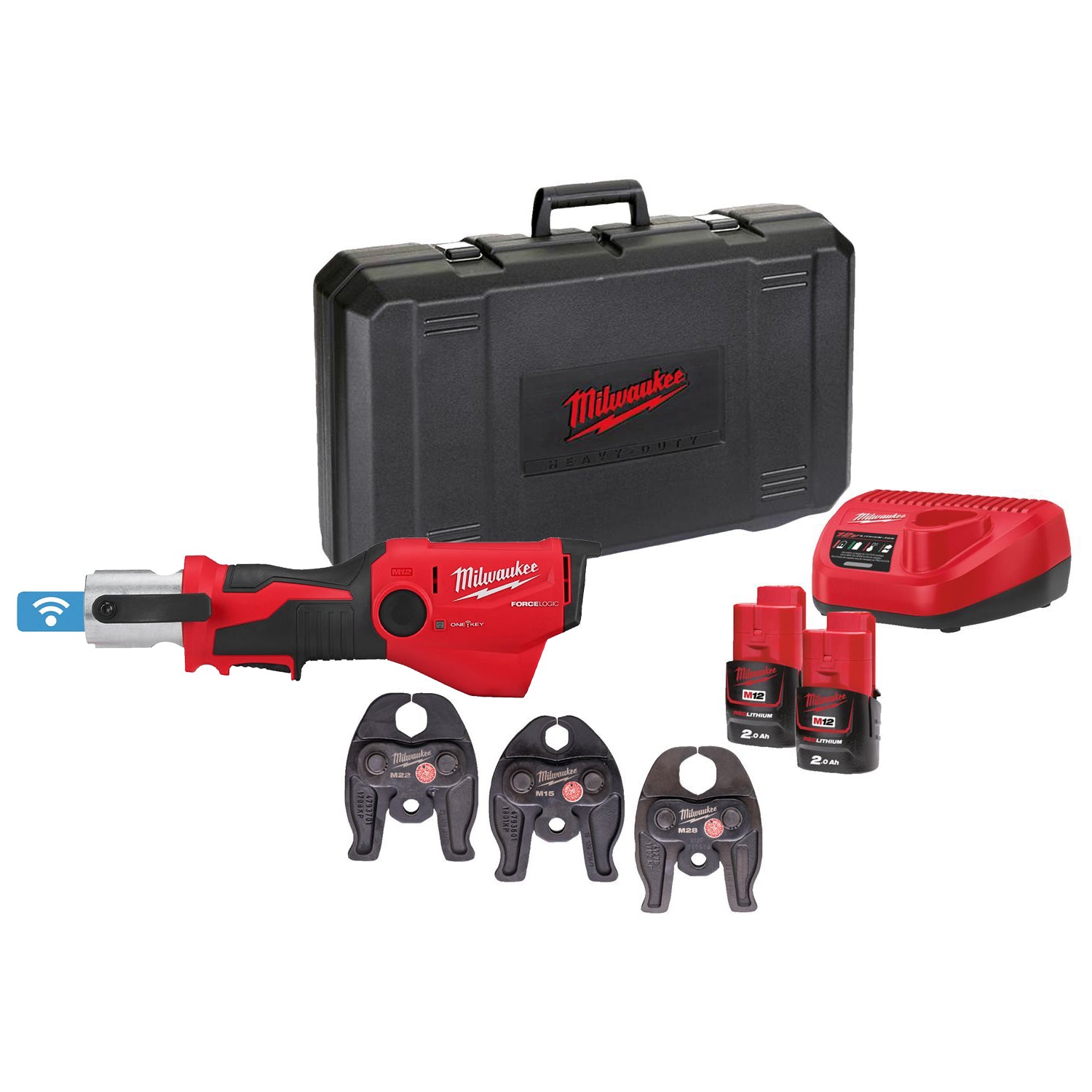 Milwaukee M12 ONEHPT-202C M-Set FORCE LOGIC™ Accu hydraulische perstool 12V 2.0Ah in koffer - 4933481033 afbeelding 1