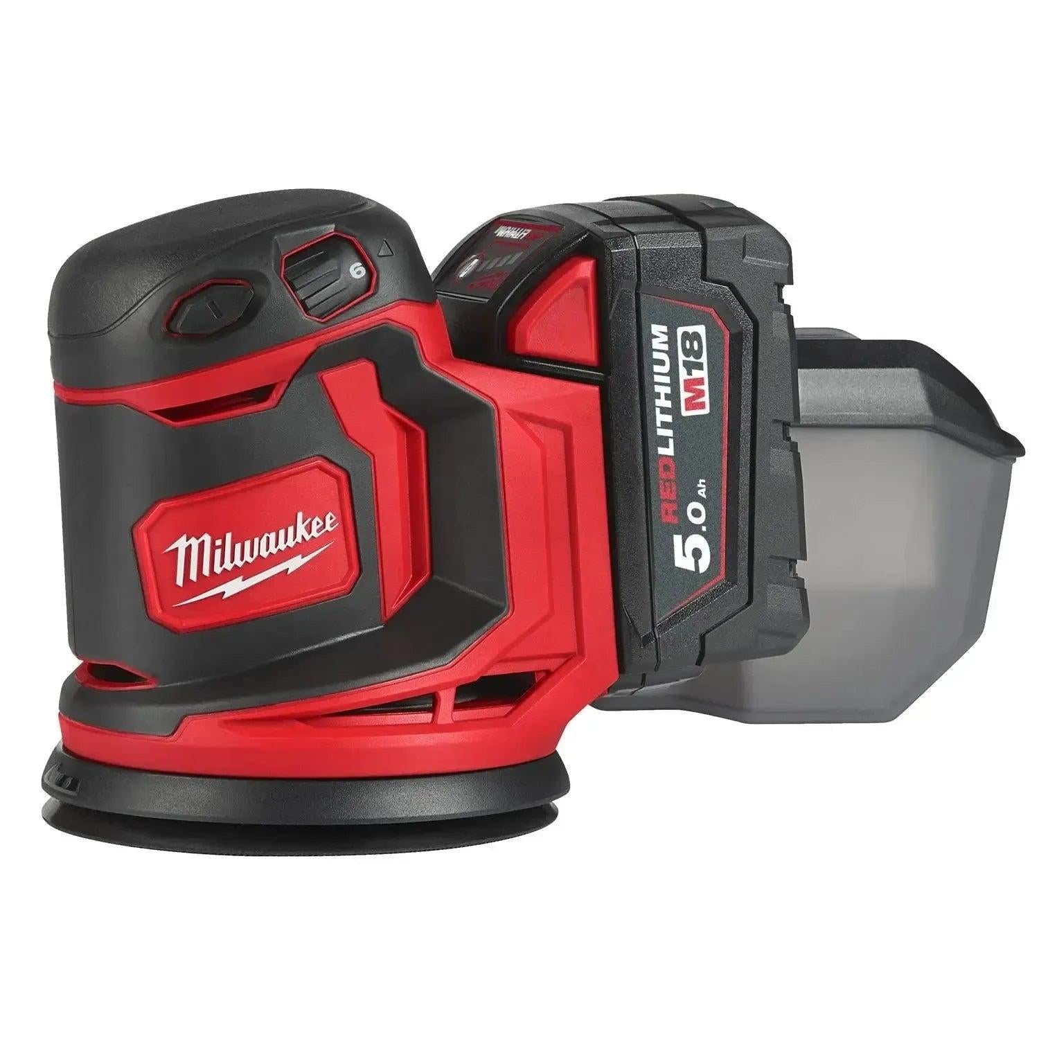 Milwaukee M18 BOS125-502B Accu Excentrische schuurmachine 125mm 18V 5.0Ah in tas - 4933464229