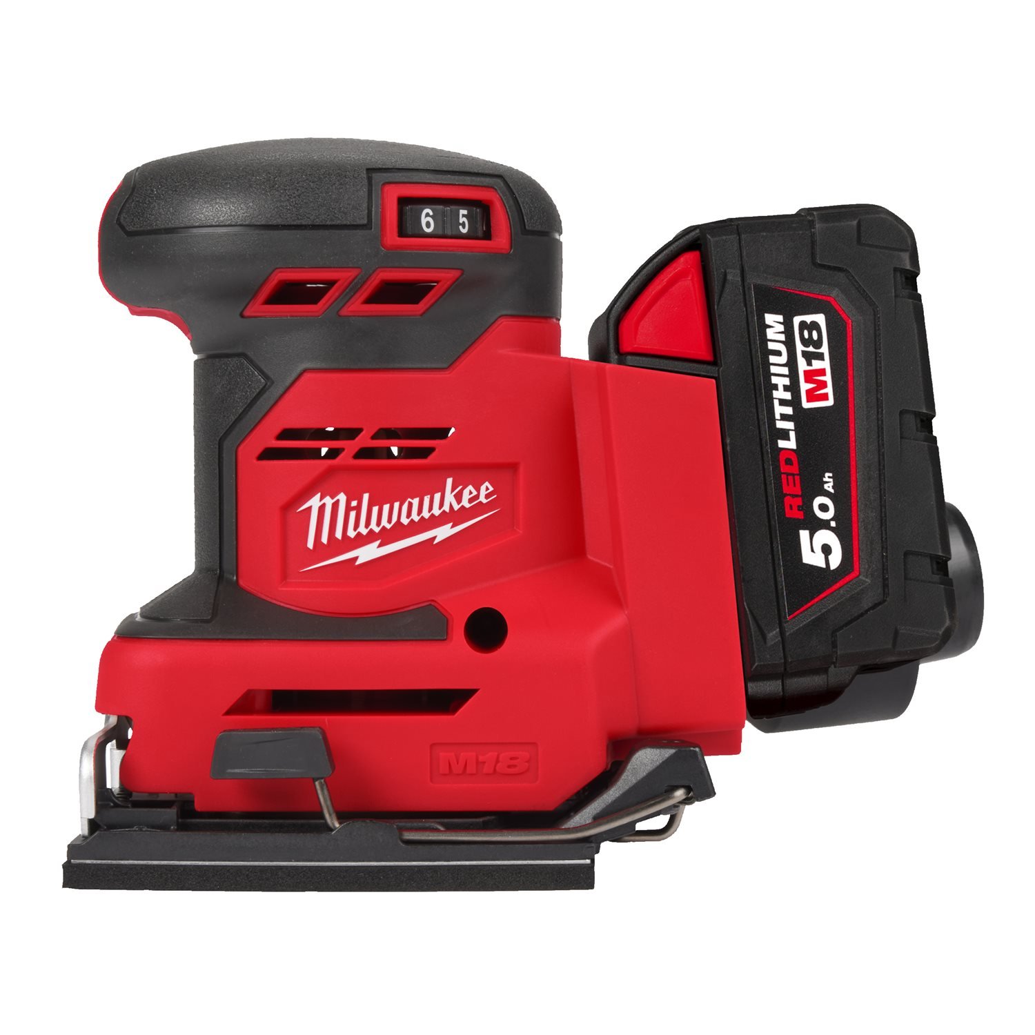 Milwaukee M18 BQSS-502B Accu vlakschuurmachine 18V 5.0Ah in tas - 4933479967