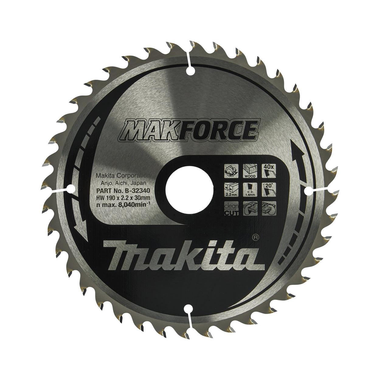 Makita Cirkelzaagblad voor Hout | Makforce | Ø190mm Asgat 30mm 40T - B-32340
