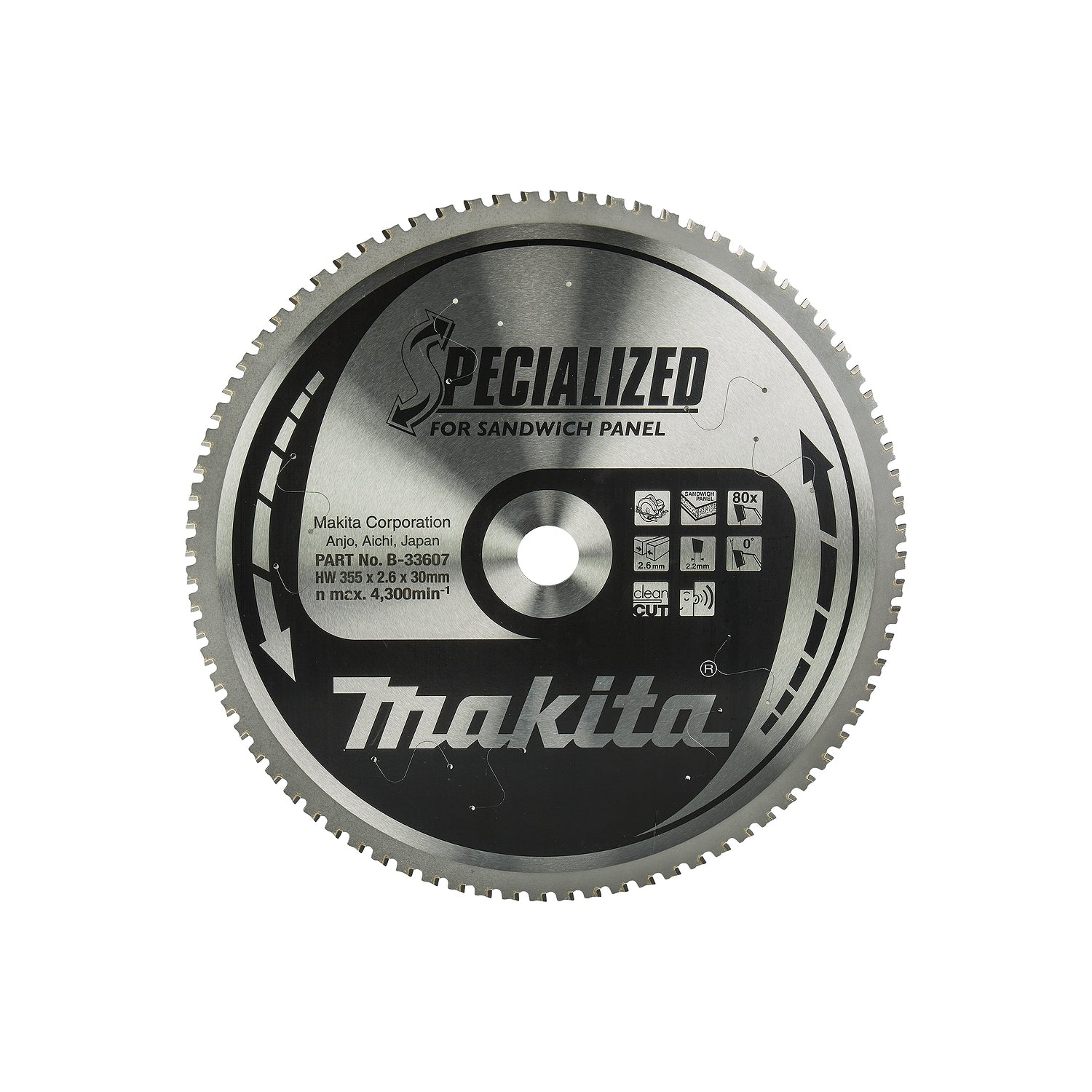 Makita Cirkelzaagblad voor Sandwichpaneel | Specialized | Ø 355mm Asgat 30mm 80T - B-33607