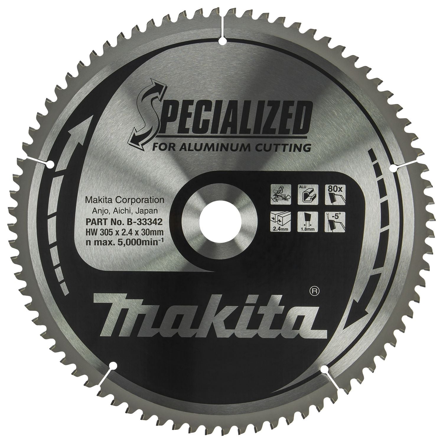 Makita Cirkelzaagblad voor Aluminium | Specialized: Aluminium | Ø 305mm Asgat 30mm 80T - B-33342