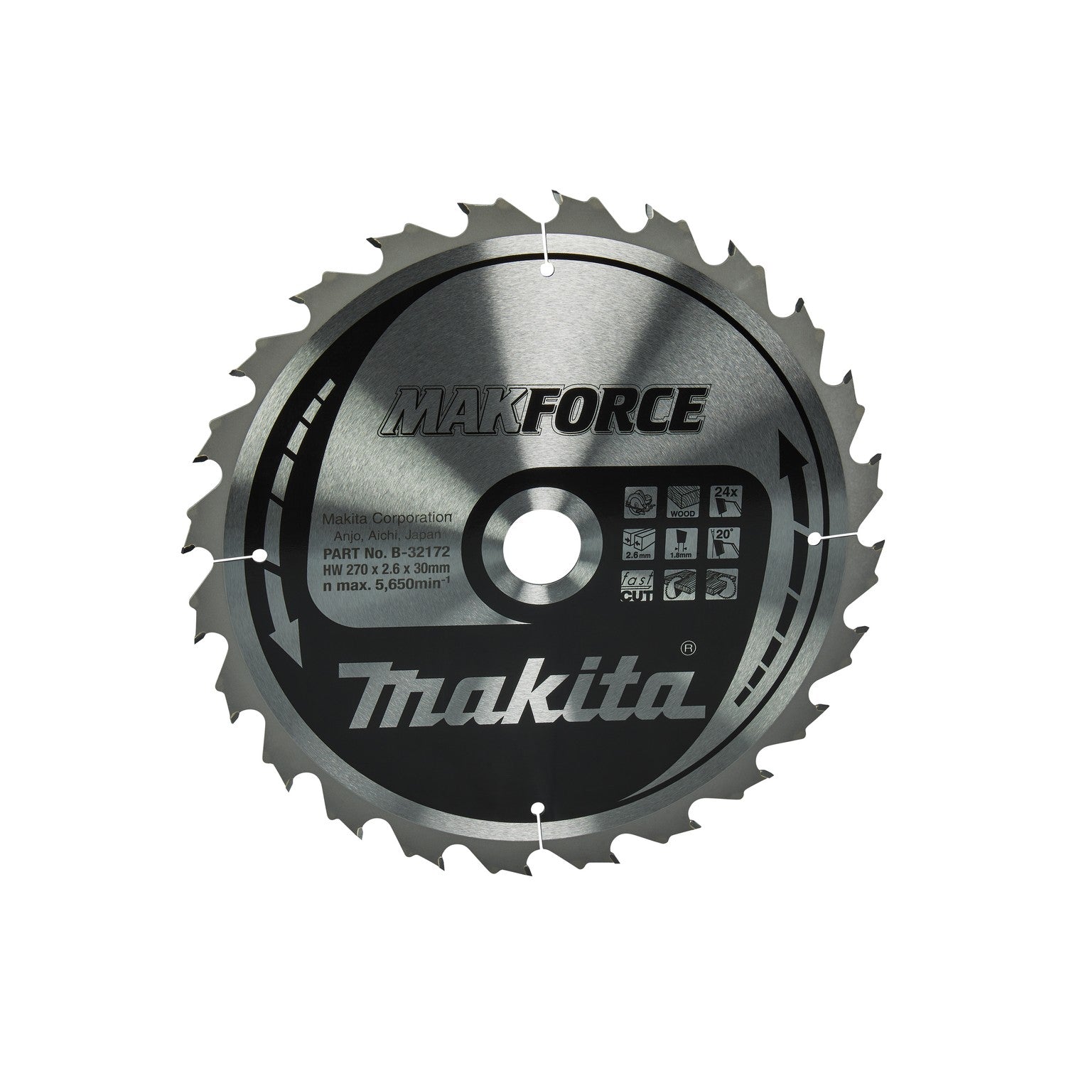 Makita Cirkelzaagblad voor Hout | Makforce | Ø 270mm Asgat 30mm 24T - B-32172