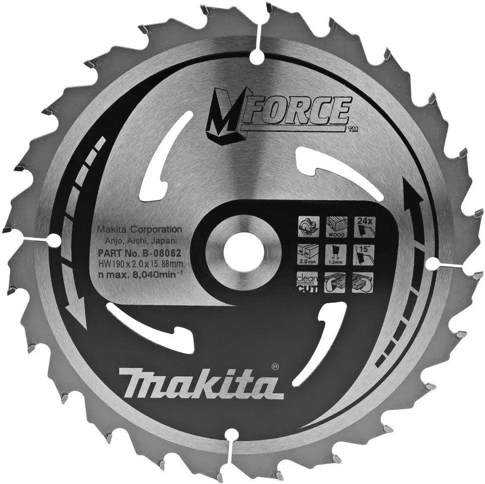 Makita Cirkelzaagblad voor Hout | Mforce | Ø 190mm Asgat 15,88mm 24T - B-08062 afbeelding 1