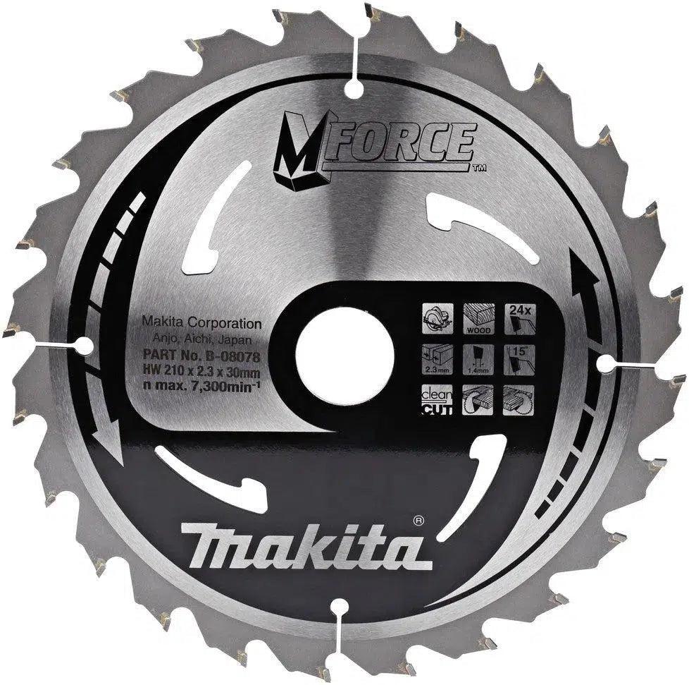 Makita Cirkelzaagblad voor Hout | Mforce | Ø 210mm Asgat 30mm 24T - B-08078