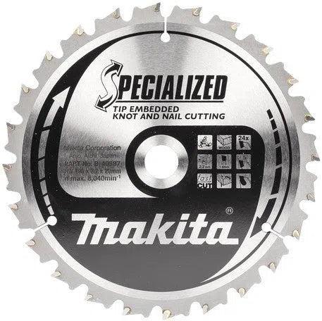Makita Afkortzaagblad voor Hout | Specialized: Noest/Spijker | Ø 190mm Asgat 20mm 24T - B-40587
