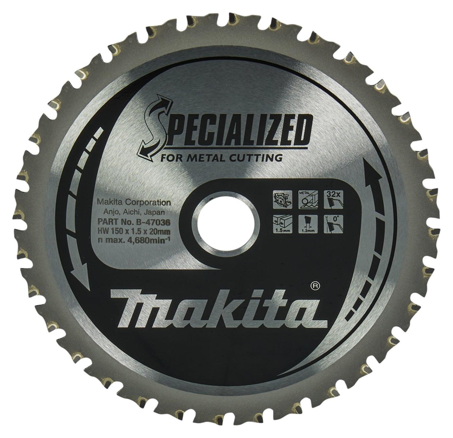 Makita Cirkelzaagblad voor Metaal | Specialized | Ø 150mm Asgat 20mm 32T - B-47036