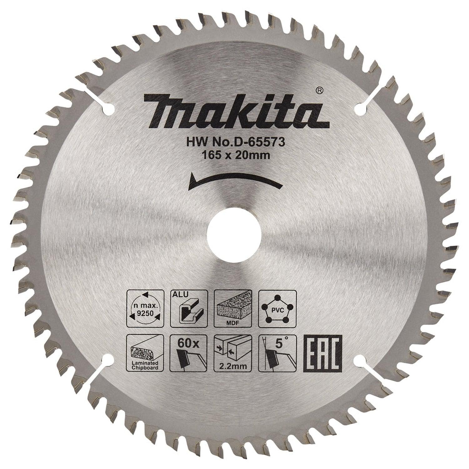 Makita Afkortzaagblad Universeel | Standaard | Ø 165mm Asgat 20mm 60T - D-65573