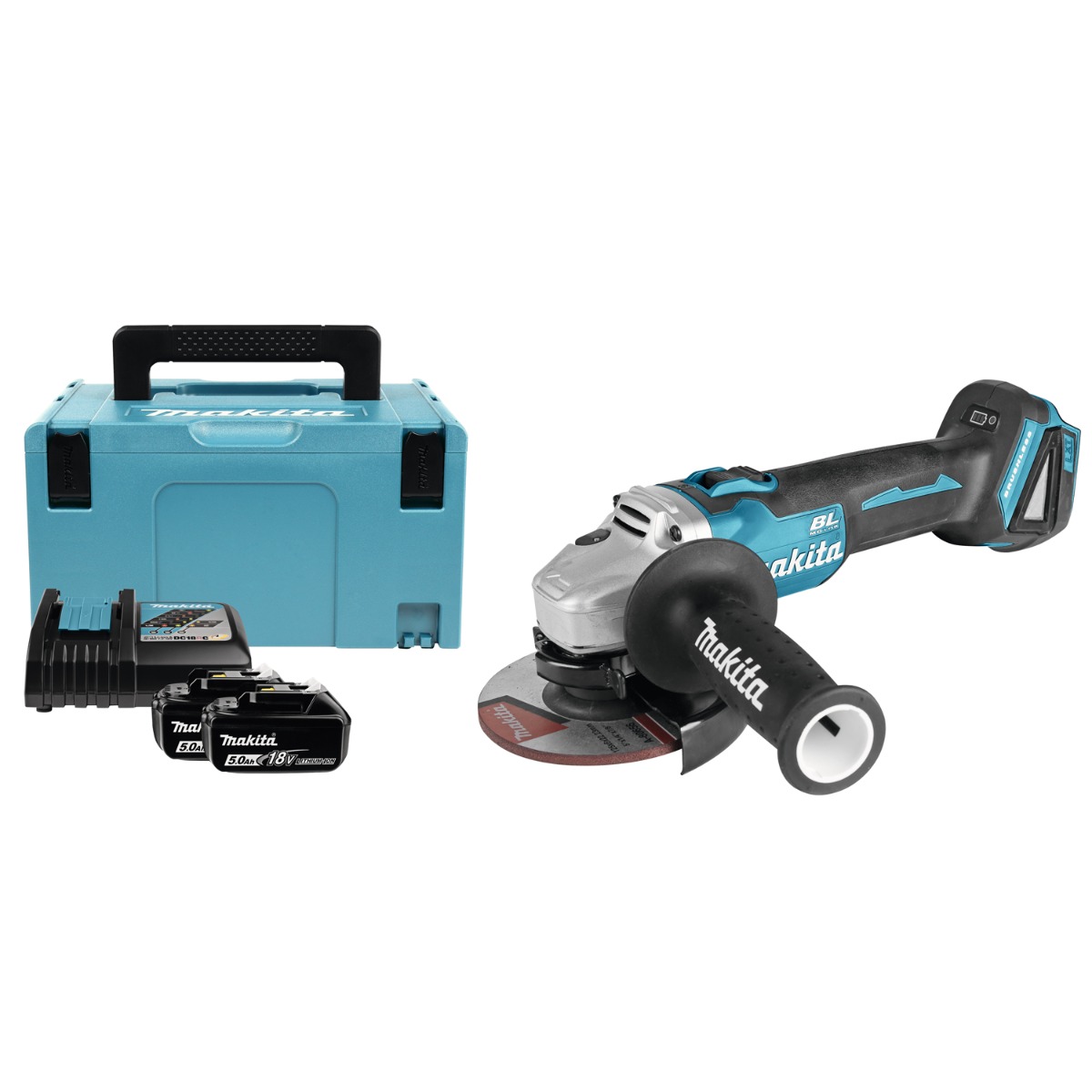 Makita DGA504RTJ Accu Haakse Slijper 125mm 18V 5.0Ah in Mbox afbeelding 1