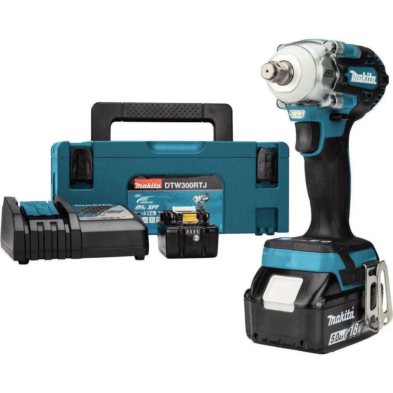 Makita DTW300RTJ Accu slagmoersleutel 330Nm 1/2" frictiering 18V 5.0Ah in Mbox