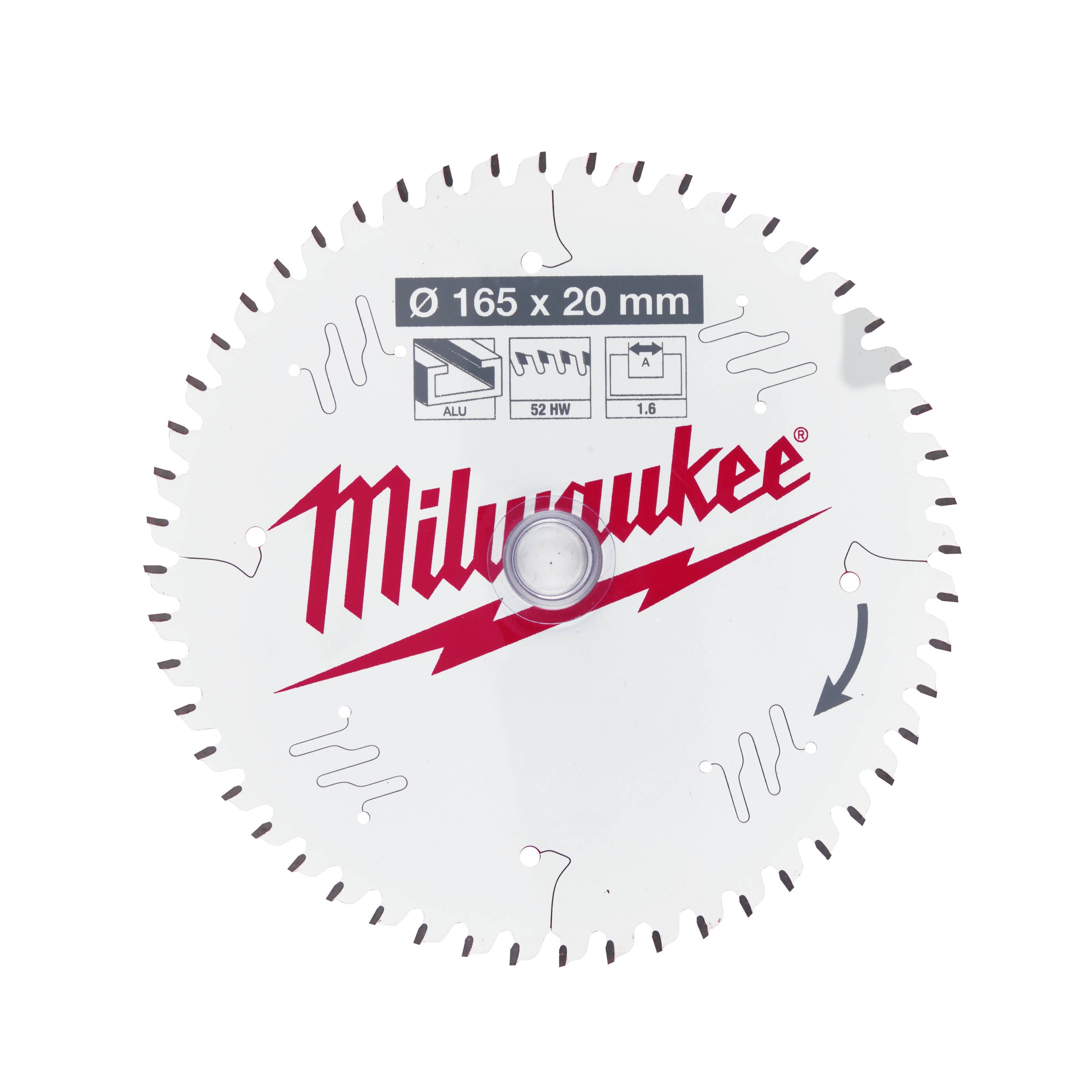 Milwaukee Cirkelzaagblad voor Aluminium | Ø 165mm Asgat 20mm 52T - 4932479087