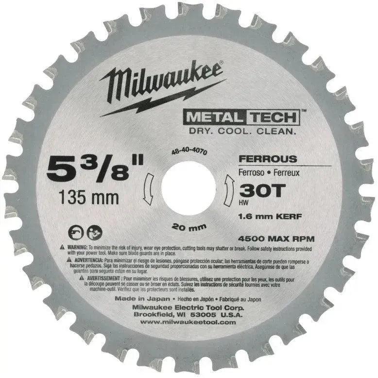 Milwaukee Cirkelzaagblad voor Metaal | Ø 135mm Asgat 20mm 30T - 48404070