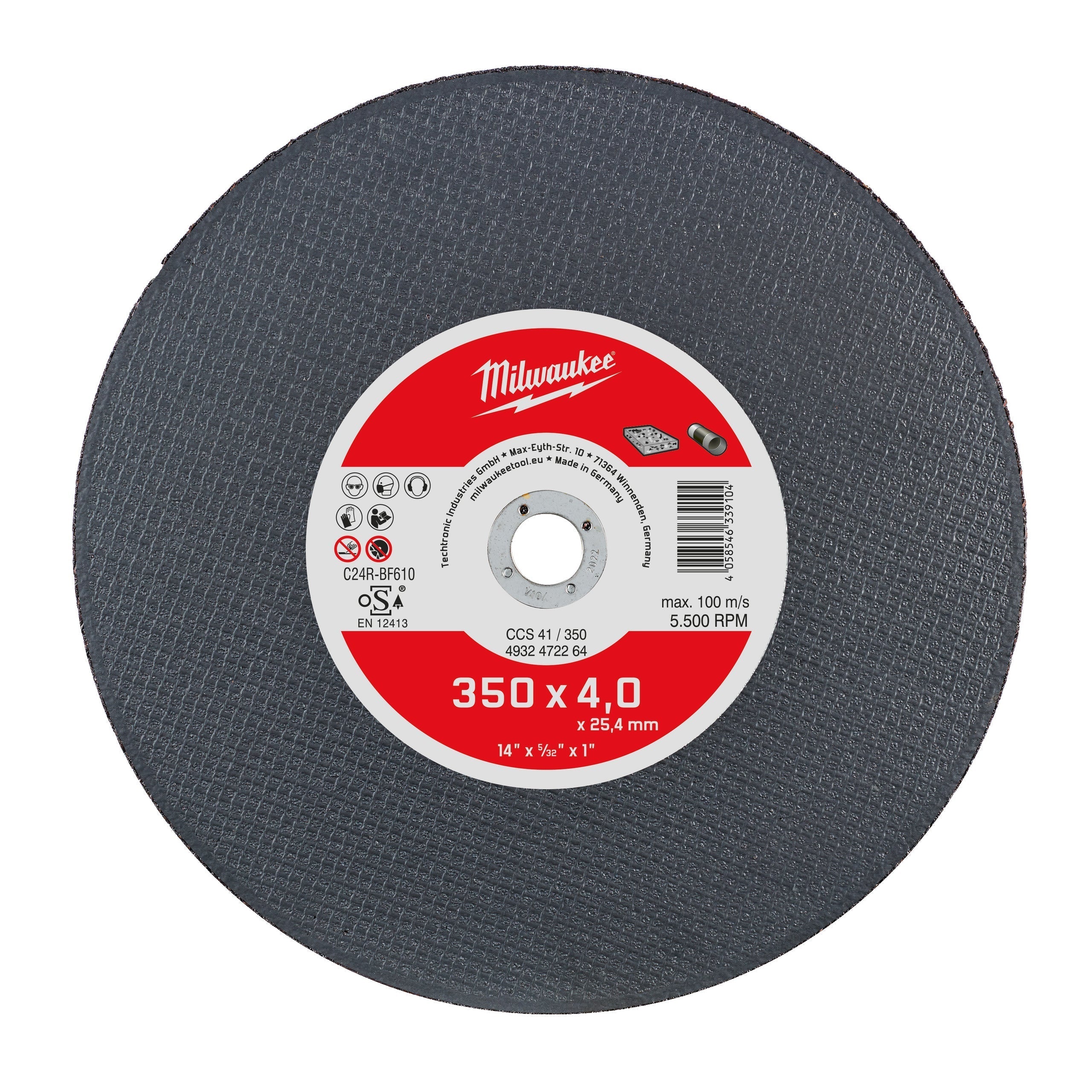 Milwaukee Doorslijpschijf steen 350x4,0x25,4mm - 4932472264
