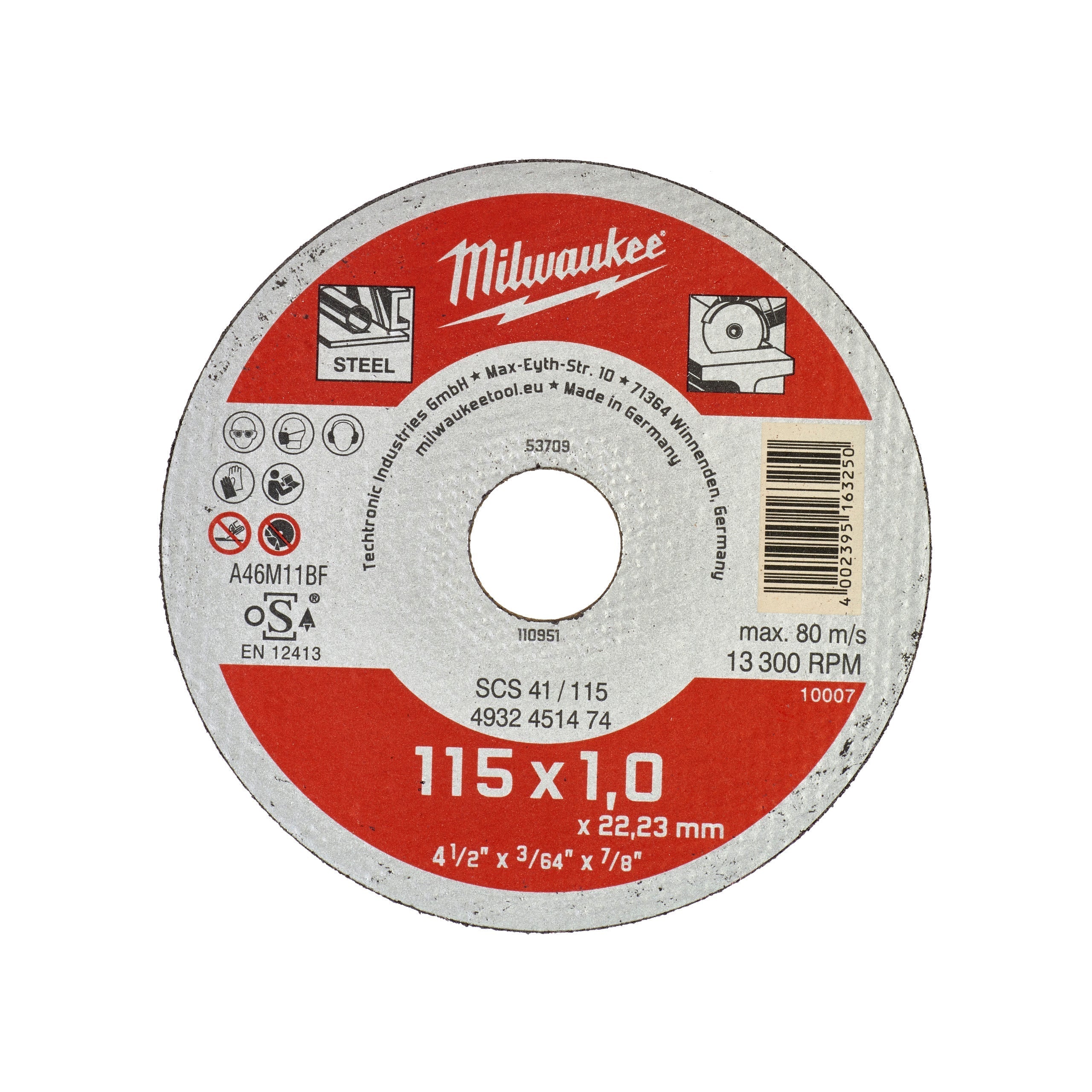 Milwaukee Metaaldoorslijpschijf Baliedisplay SCS 41/115 - 4932451475