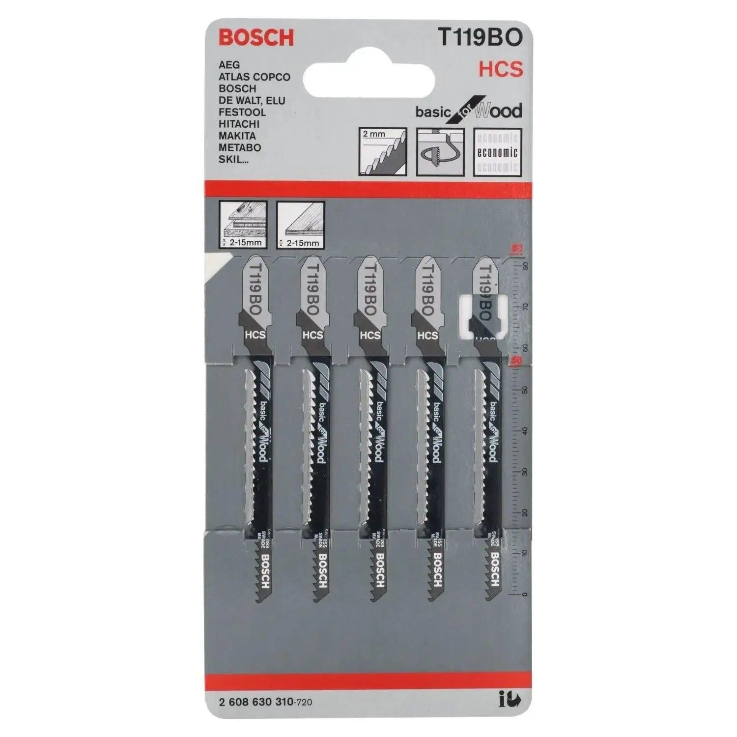 Bosch Professional T119BO Basic for Wood Decoupeerzaagblad VE=5 - 2608630310 afbeelding 1