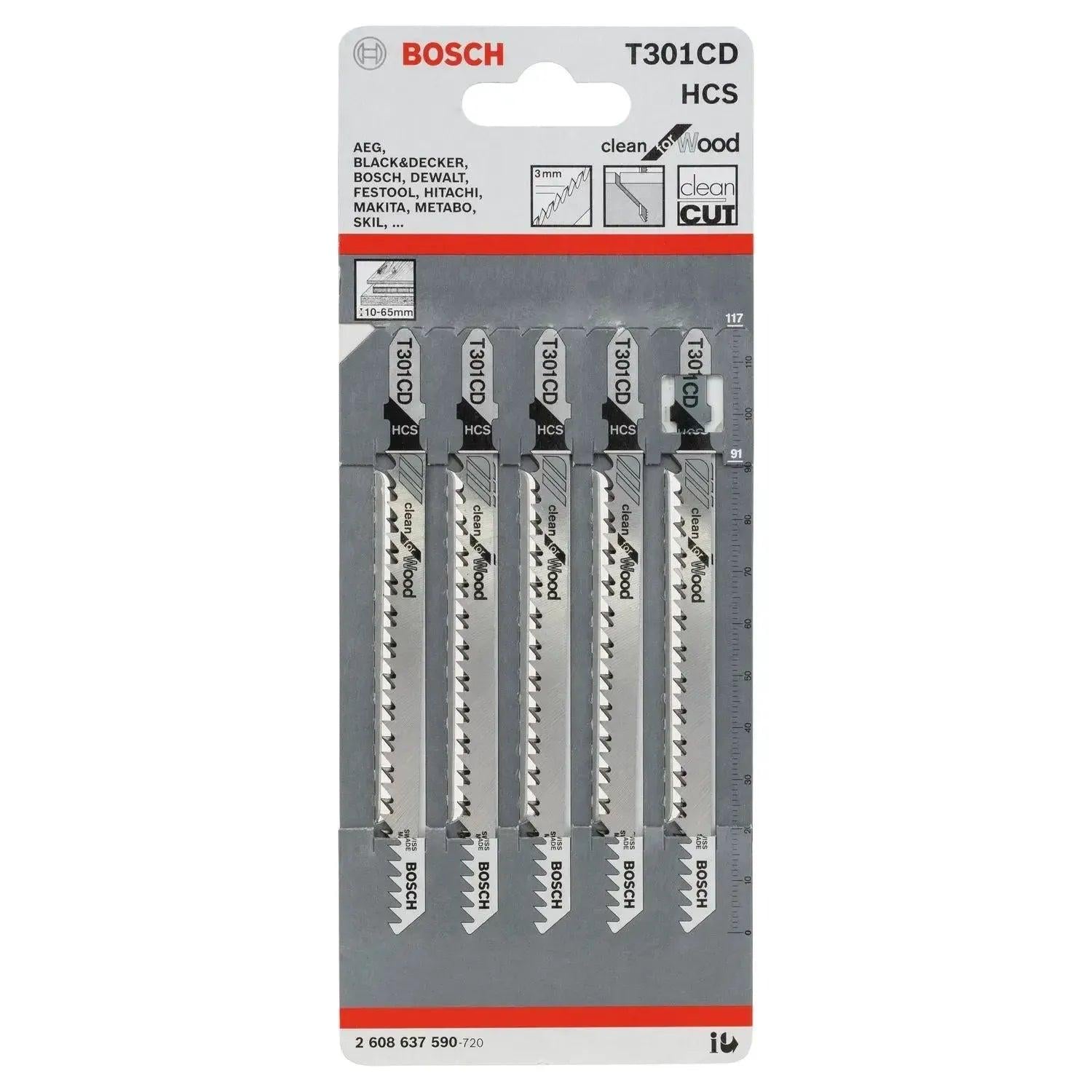 Bosch Professional T301CD Clean for Wood Decoupeerzaagblad VE=5 - 2608637590