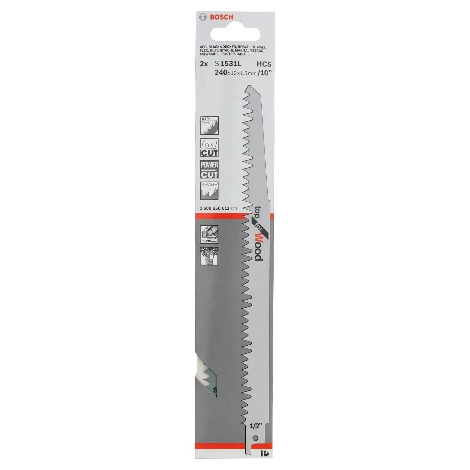 Bosch Professional S1531L Reciprozaagblad 240mm Top for Wood VE=2 - 2608650613