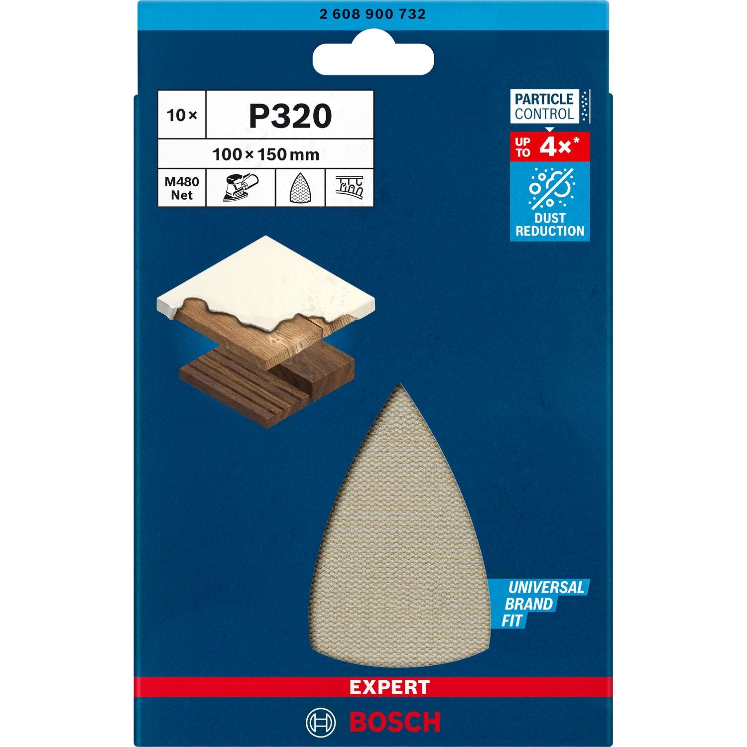 Bosch Professional EXPERT M480 schuurnet universeel 100x150mm K320 VE=10 - 2608900732 afbeelding 1