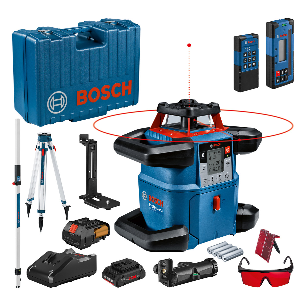 Bosch Professional GRL 600 CHV Accu rotatielaser rood complete set 18V 4.0Ah in koffer - 06159940P5