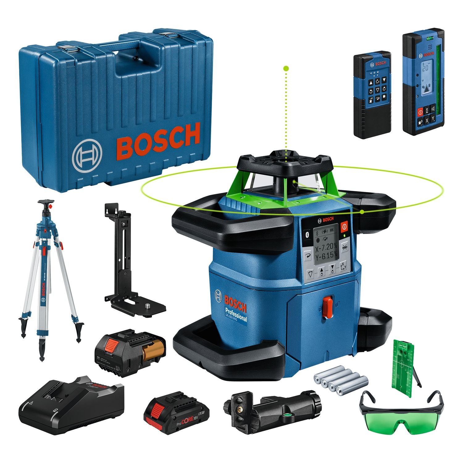 Bosch Professional PRO GRL 650 CHVG + RC 6 + WM 6 + BT 170 HD + GR 500 Rotatielaser groen in koffer - 06159940PR