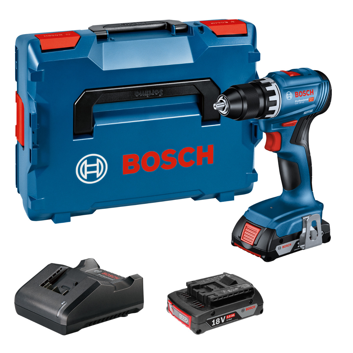 Bosch Professional GSR 18V-45 – Set met 2× 2,0 Ah in L-BOXX 136