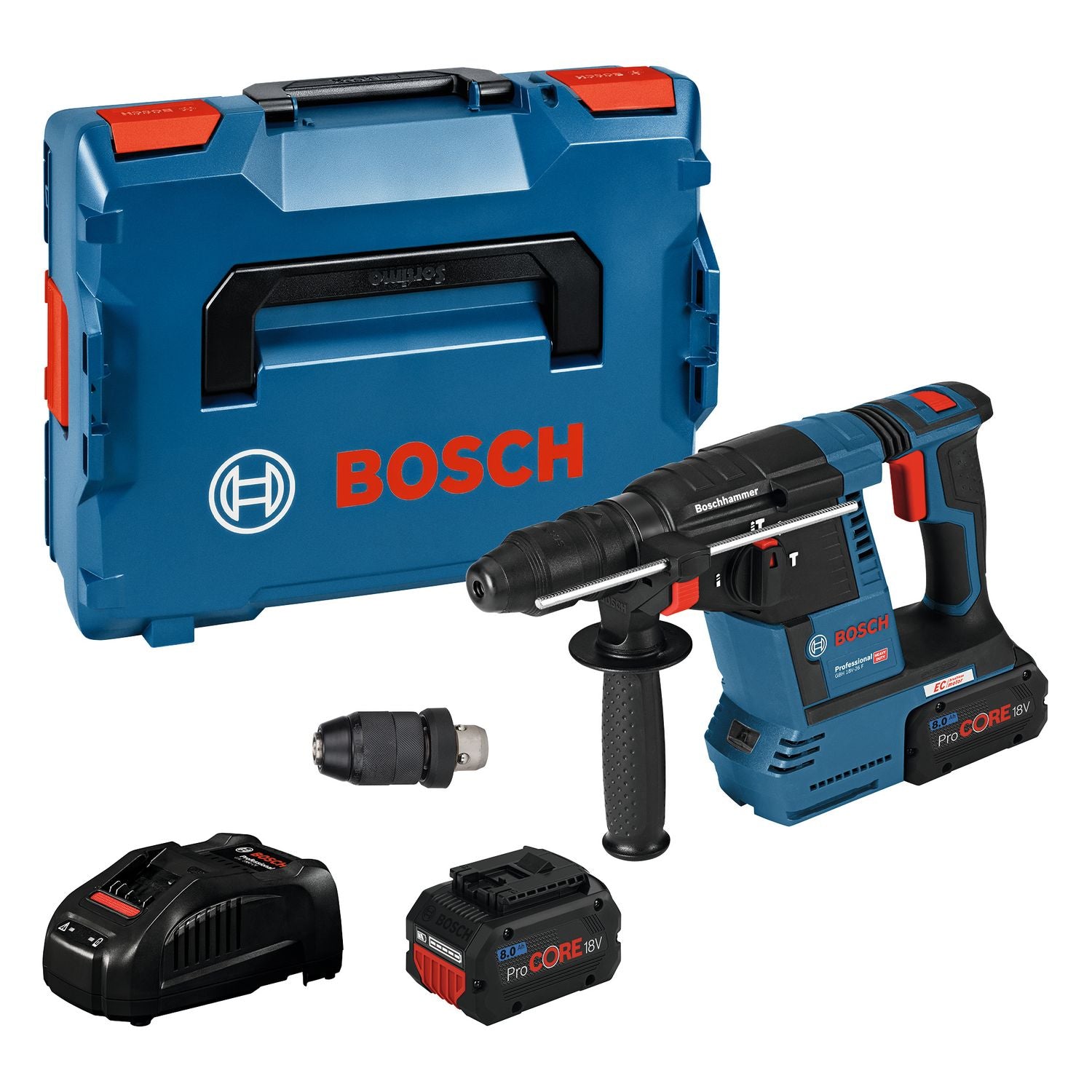 Bosch Professional GBH 18V-26 F – Set met 2× ProCORE18V 8,0 Ah in L-BOXX