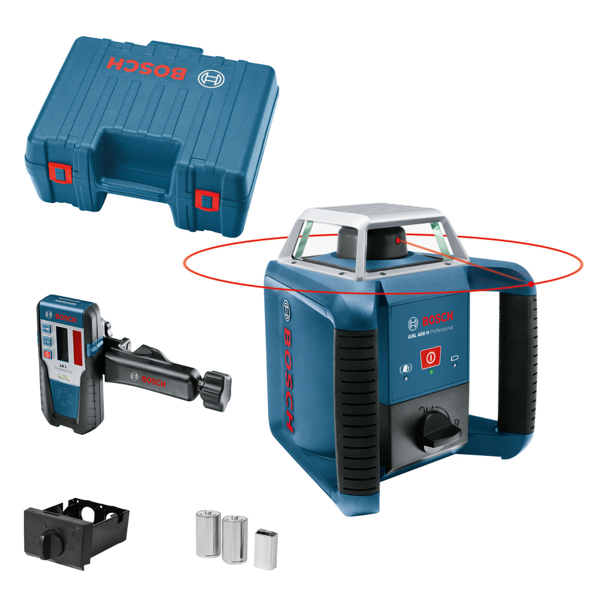 Bosch Professional GRL 400 H Rotatielaser rood + LR 1 laserontvanger + houder in koffer - 0601061800