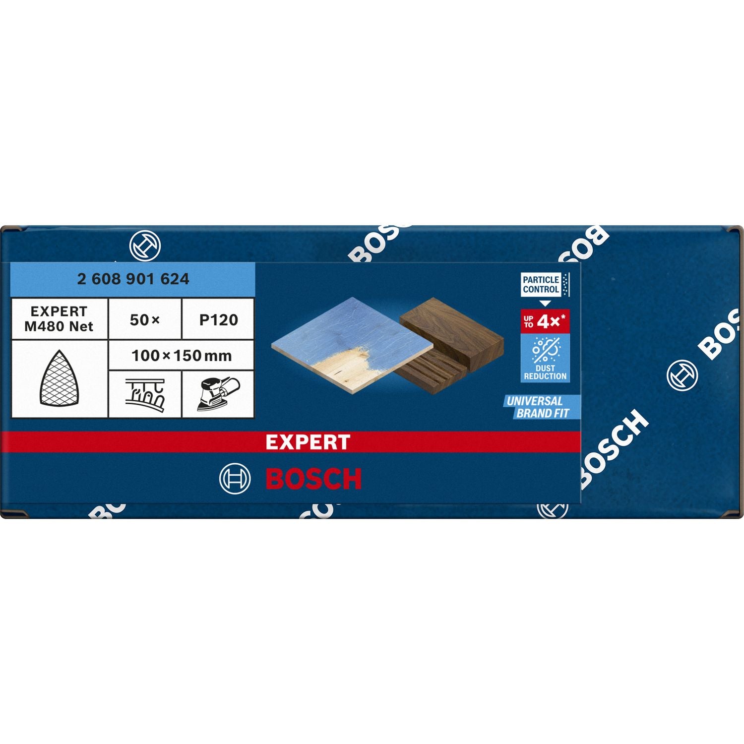 Bosch Professional EXPERT M480 schuurnet universeel 100x150mm K120 VE=50 - 2608901624 afbeelding 1