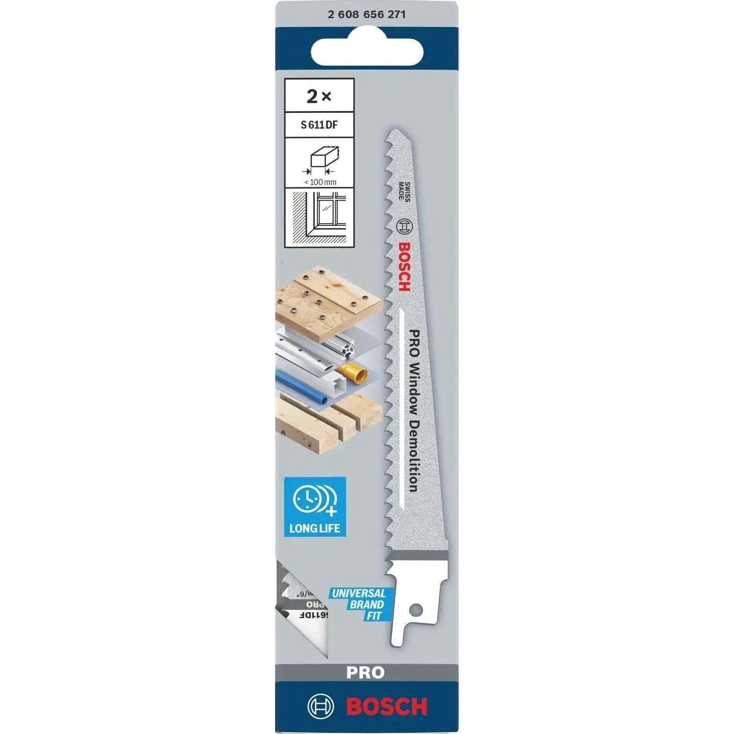Bosch Professional S611DF PRO Reciprozaagblad 150mm Window Demolition VE=2 - 2608656271