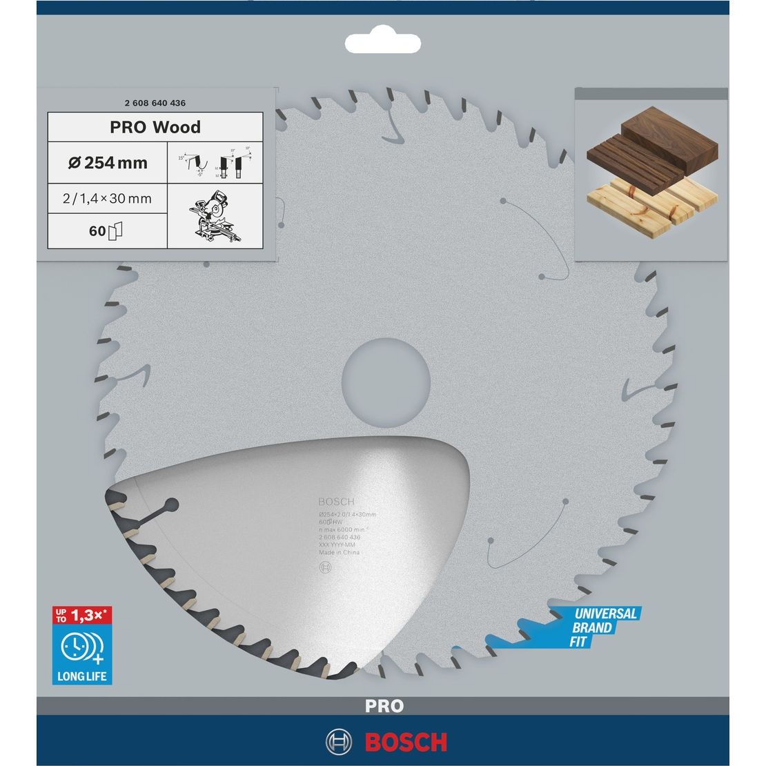 Bosch Professional Cirkelzaagblad PRO Wood | Ø 254 x 2,0 x 30mm 60T - 2608640436