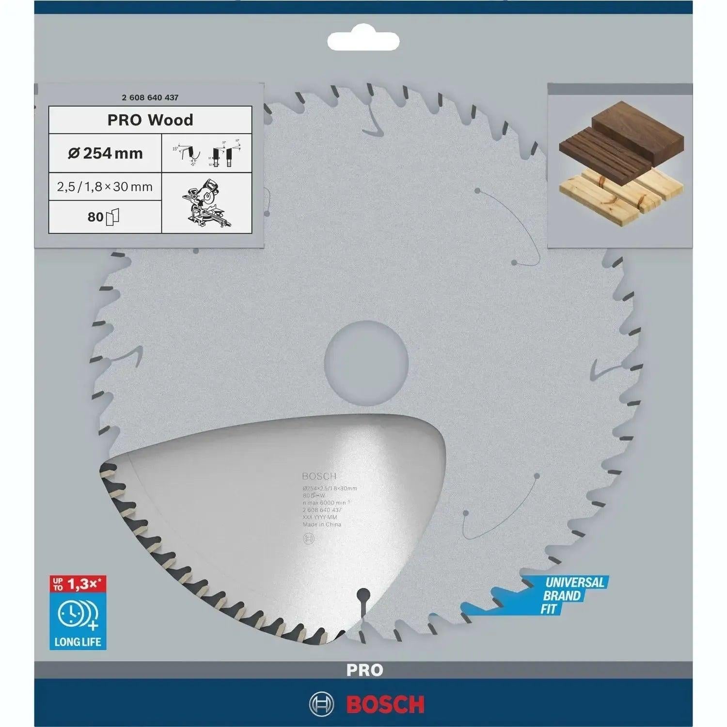 Bosch Professional Cirkelzaagblad PRO Wood | Ø 254 x 2,5 x 30mm 80T - 2608640437