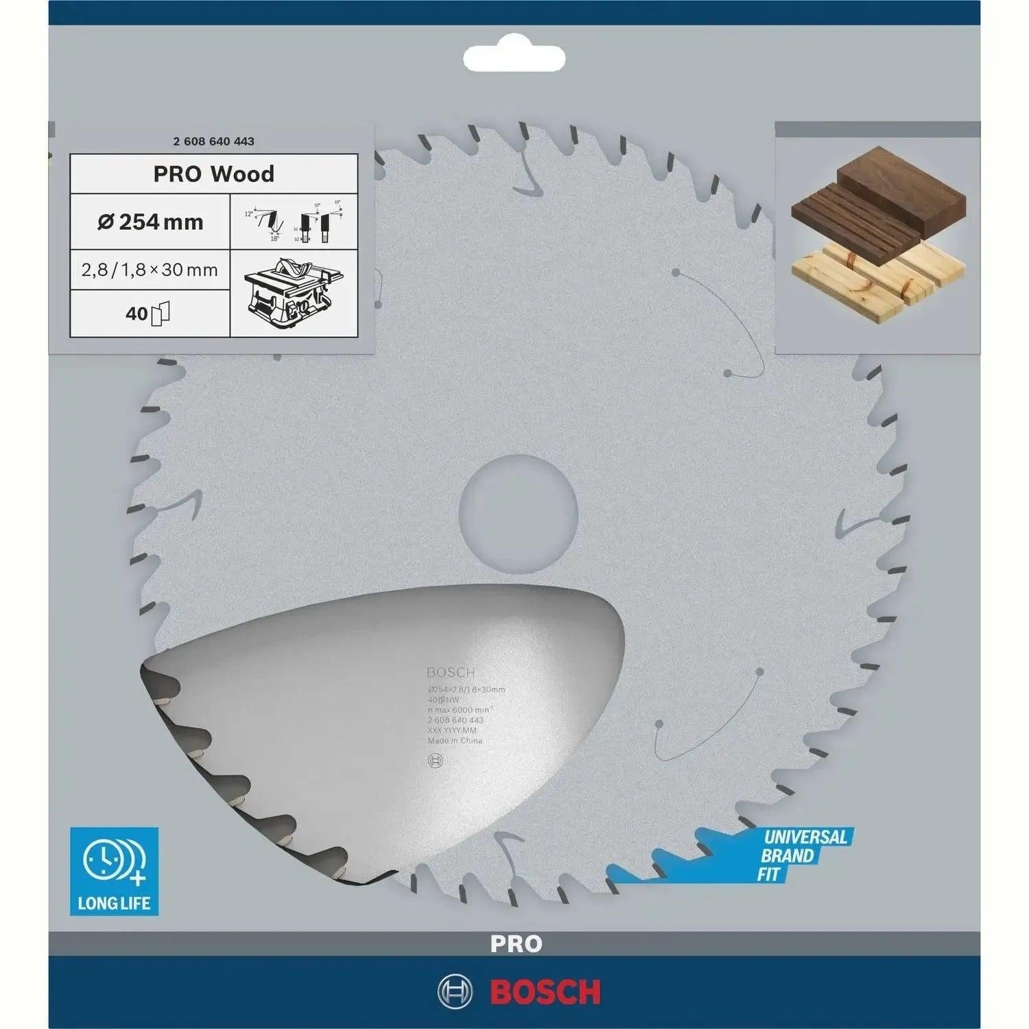 Bosch Professional Cirkelzaagblad PRO Wood | Ø 254 x 2,8 x 30mm 40T - 2608640443