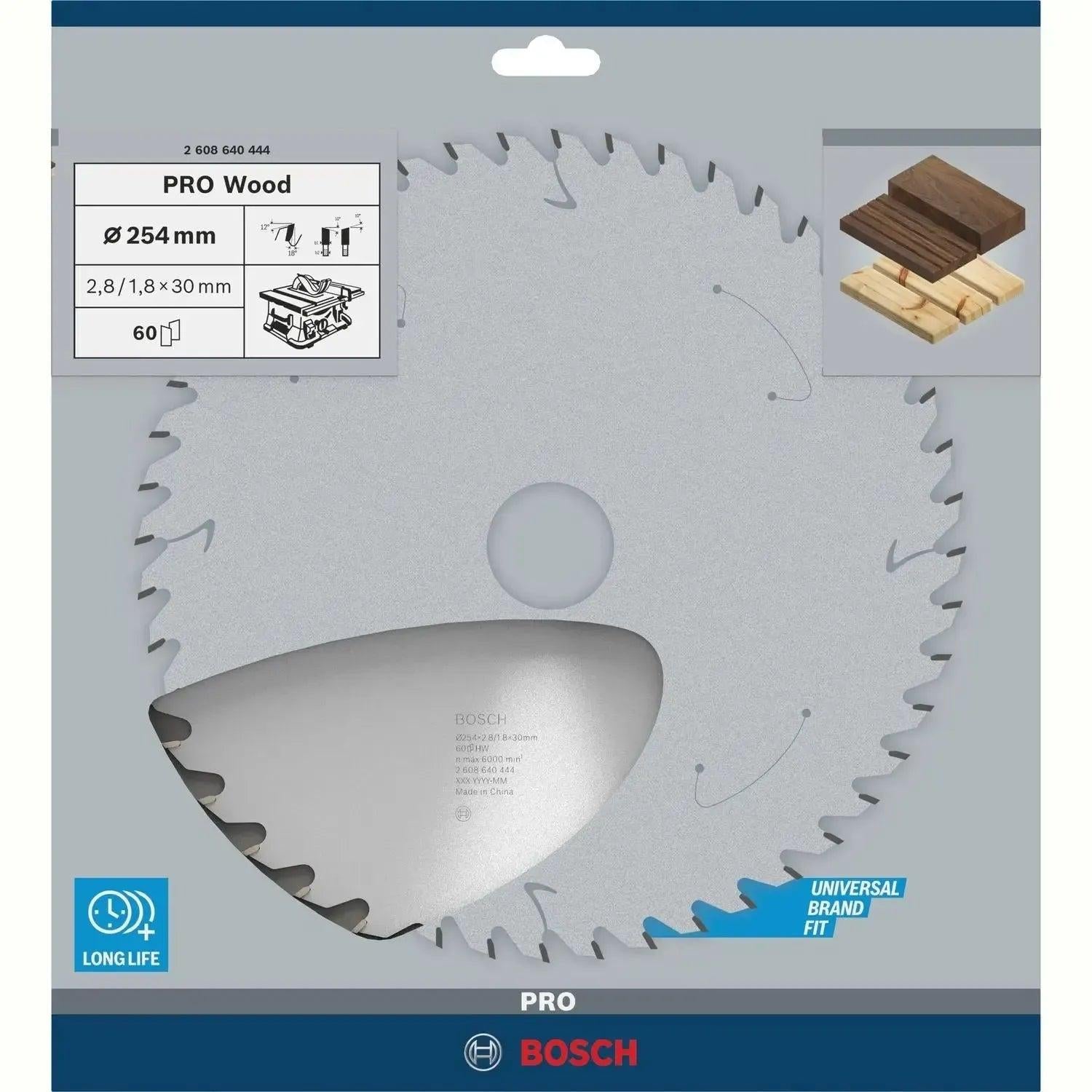 Bosch Professional Cirkelzaagblad PRO Wood | Ø 254 x 2,8 x 30mm 60T - 2608640444