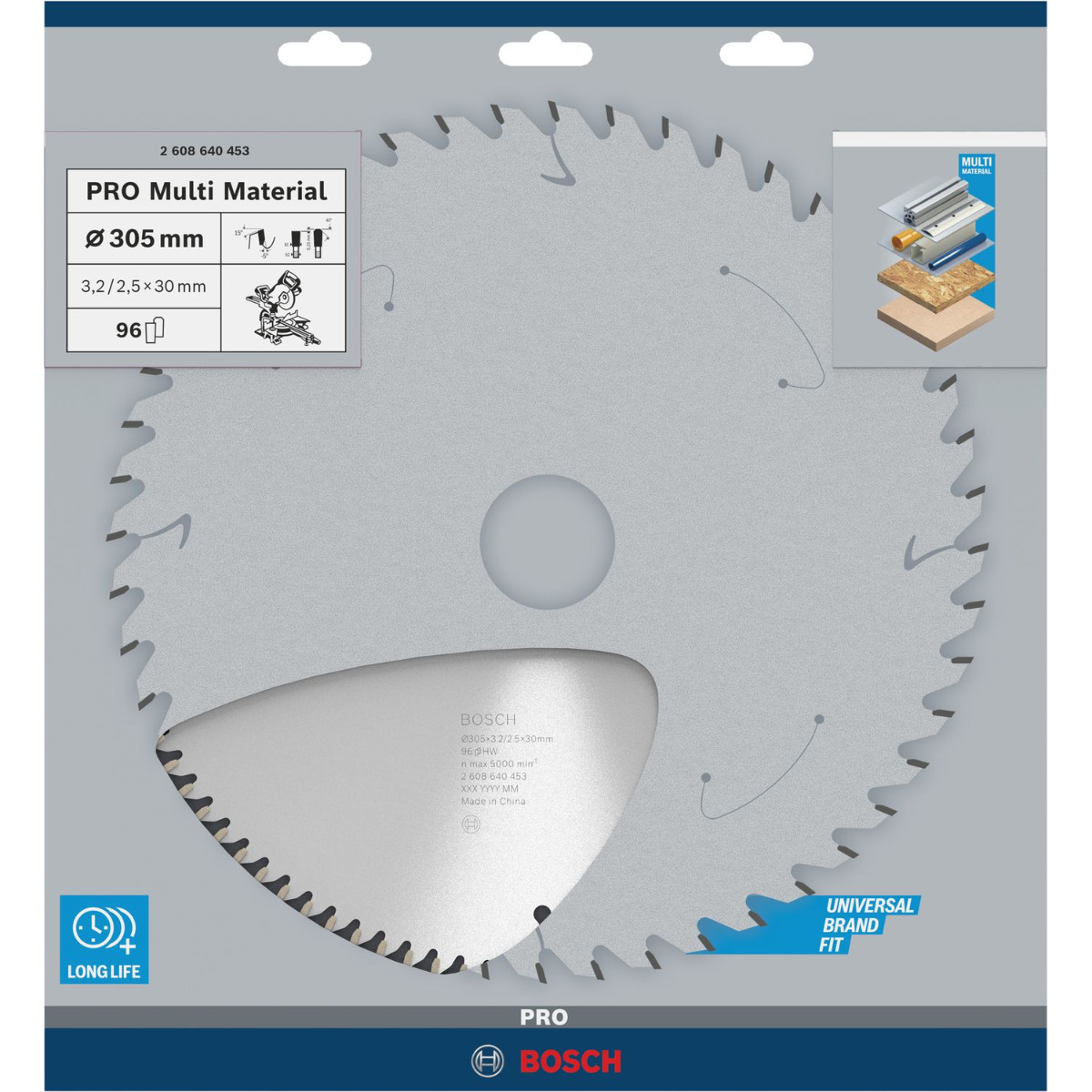 Bosch Professional Cirkelzaagblad PRO Multi Material | Ø 305 x 3,2 x 30mm 96T - 2608640453