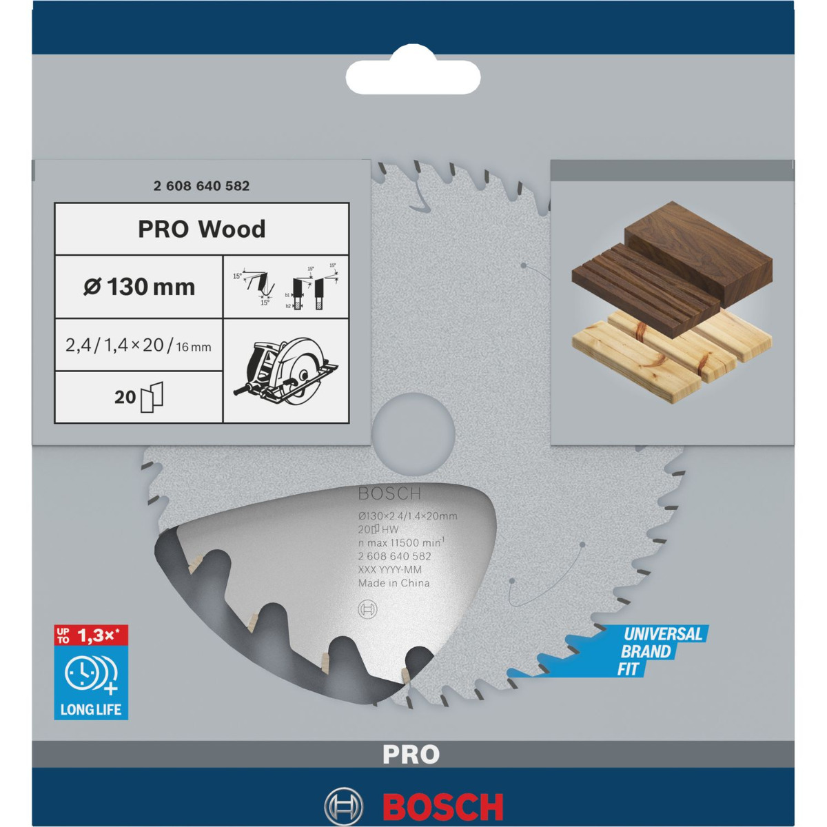 Bosch Professional Cirkelzaagblad PRO Wood | Ø 130 x 2,4 x 20mm 20T - 2608640582