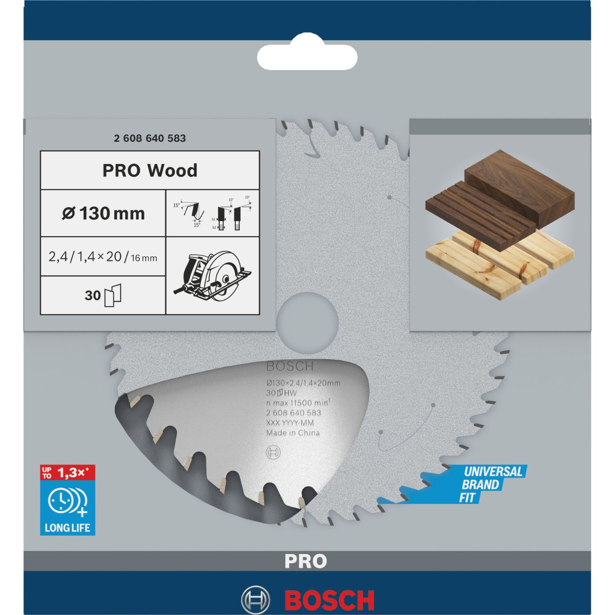 Bosch Professional Cirkelzaagblad PRO Wood | Ø 130 x 2,4 x 20mm 30T - 2608640583