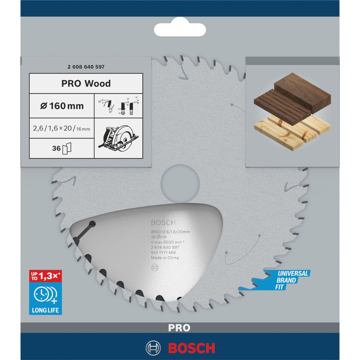 Bosch Professional Cirkelzaagblad PRO Wood | Ø 160 x 2,6 x 20mm 36T - 2608640597