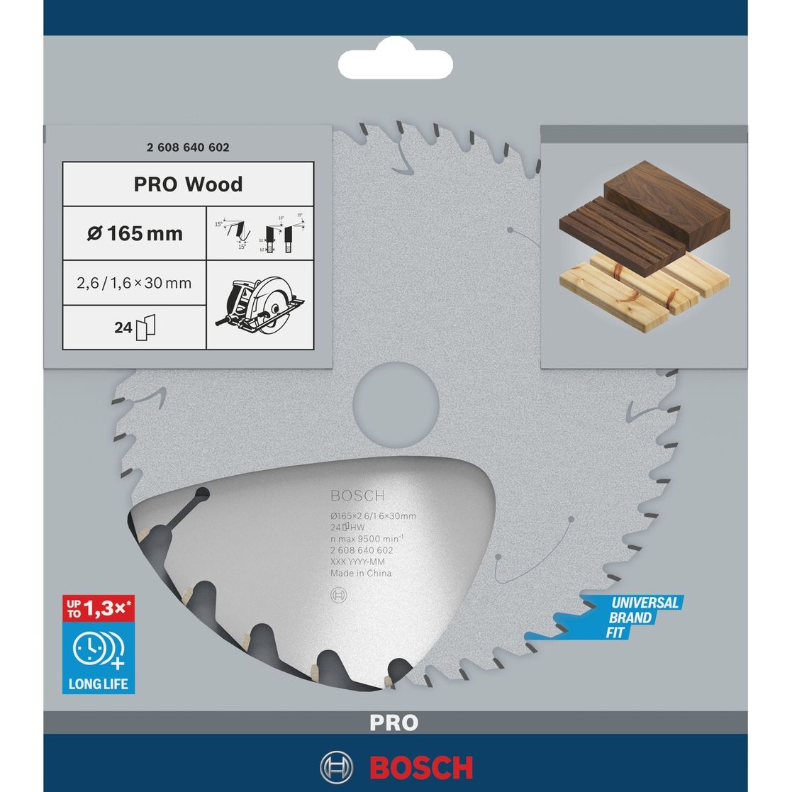 Bosch Professional Cirkelzaagblad PRO Wood | Ø 165 x 2,6 x 30mm 24T - 2608640602