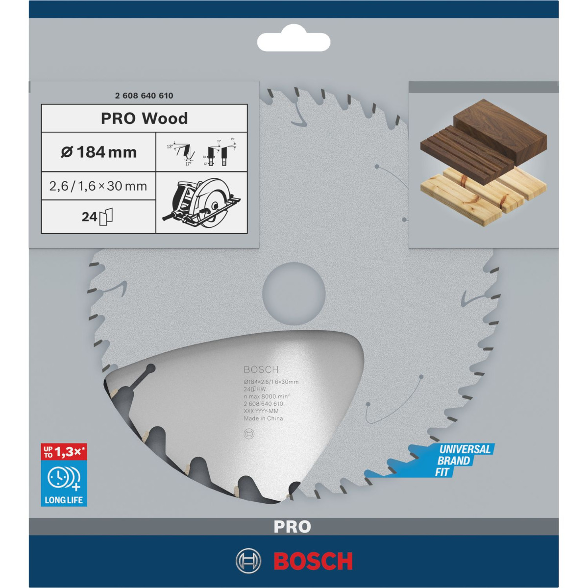 Bosch Professional Cirkelzaagblad PRO Wood | Ø 184 x 2,6 x 30mm 24T - 2608640610