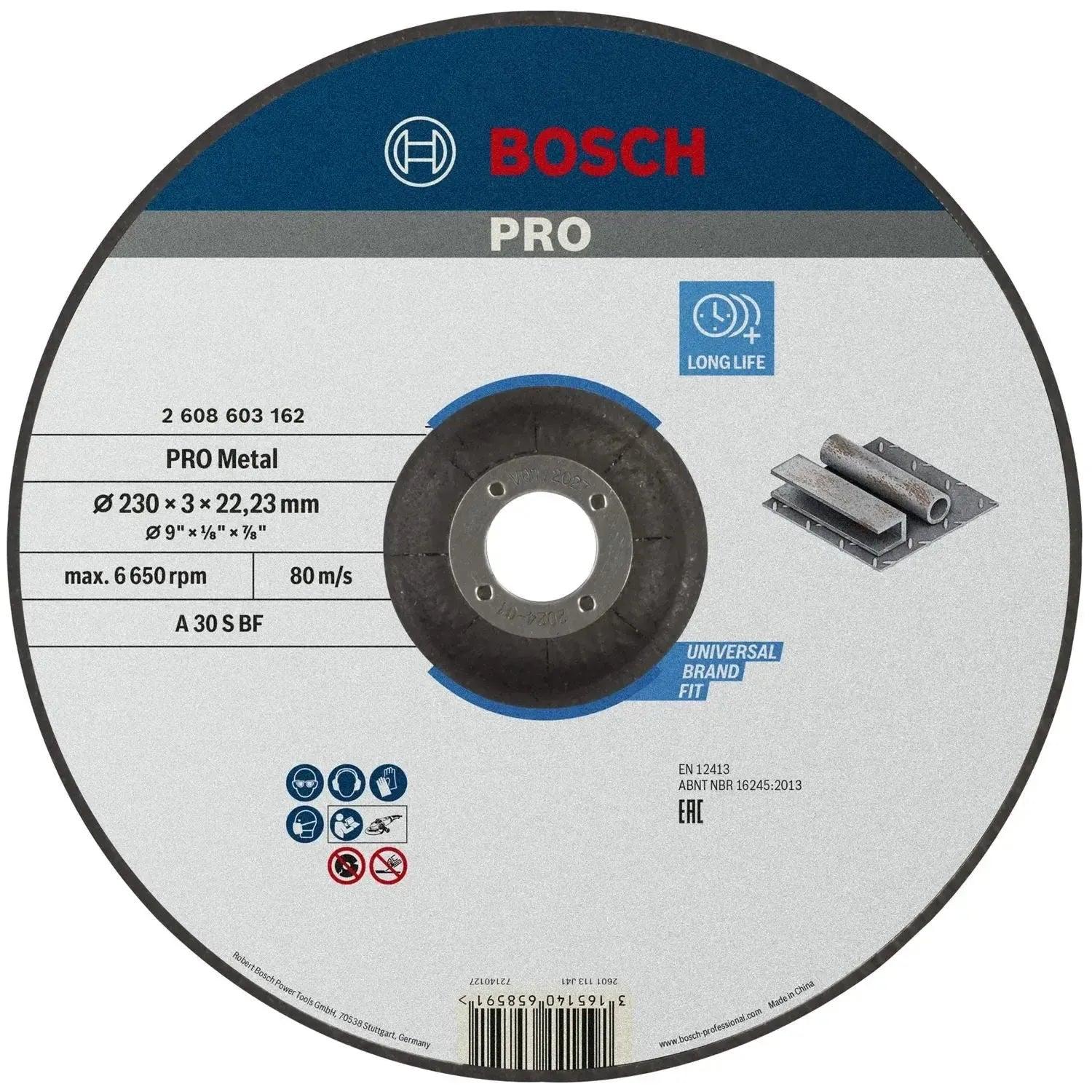 Bosch Professional Doorslijpschijf PRO Metal 230x22,23mm VE=1 - 2608603162