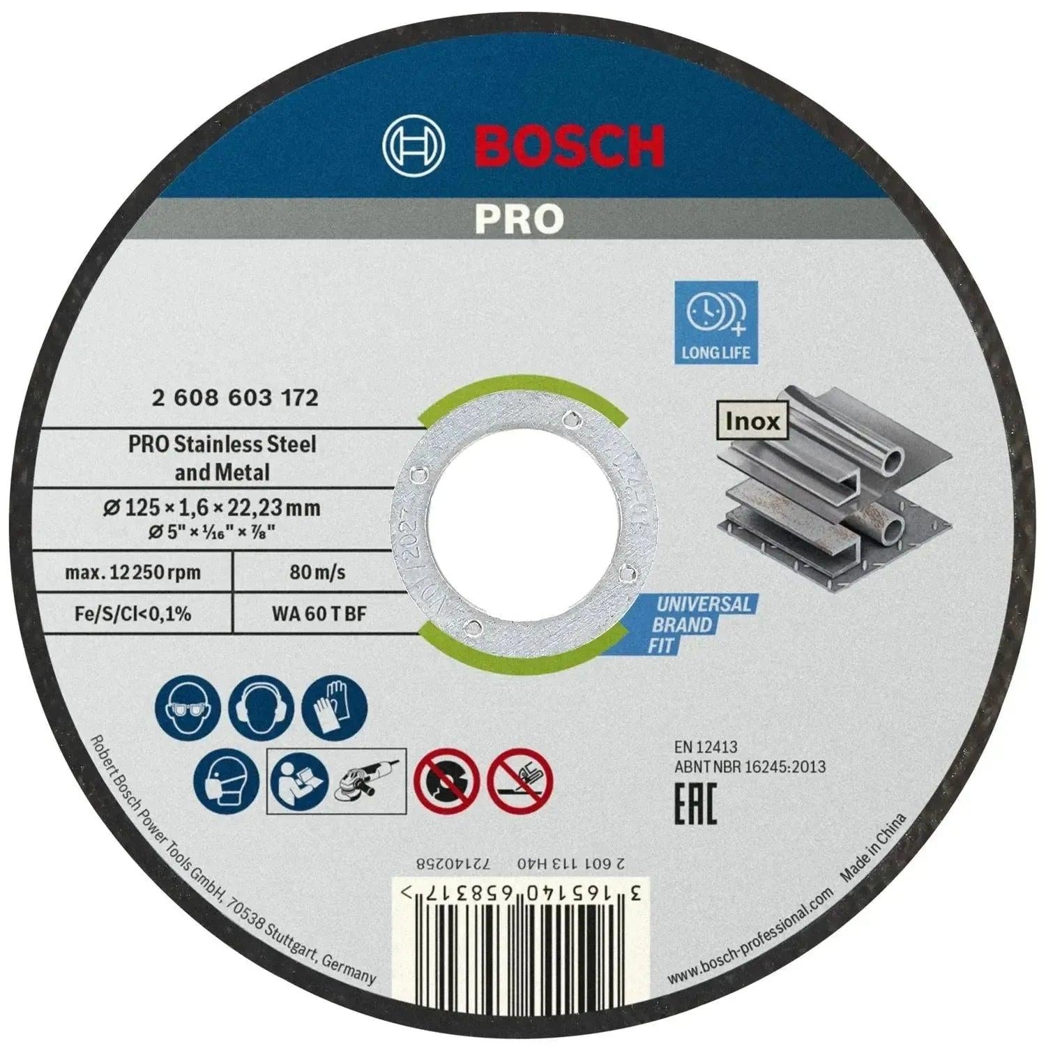 Bosch Professional Doorslijpschijf PRO Stainless Steel and Metal 125x22,23mm VE=1 - 2608603172