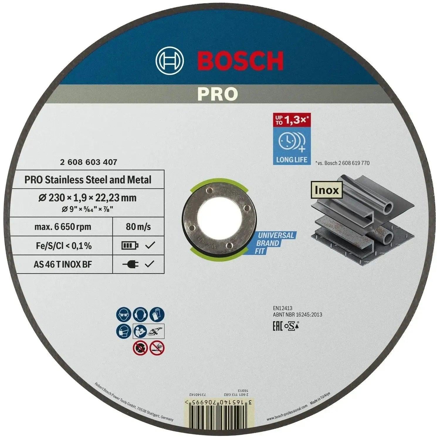 Bosch Professional Doorslijpschijf PRO Stainless Steel and Metal 230x22,23mm VE=1 - 2608603407