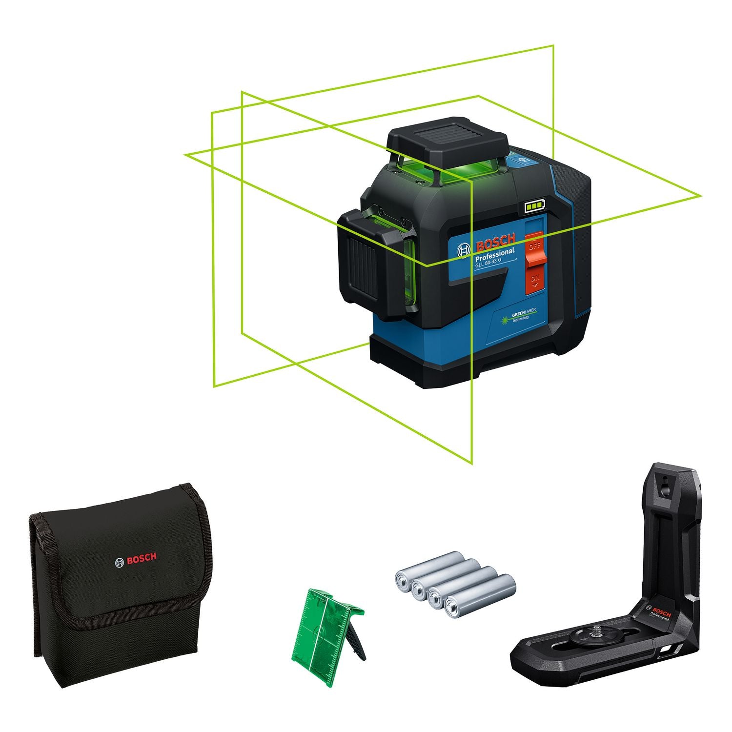 Bosch Professional GLL 80-33 G Kruislijnlaser groen 3x360° 4x1.5V - 0601065500