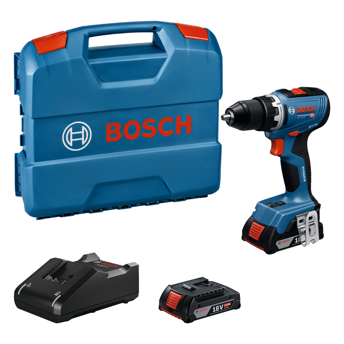 Bosch Professional GSR 18V-65 Accu schroefboormachine 18V 2.0Ah in L-Case - 06019N3000