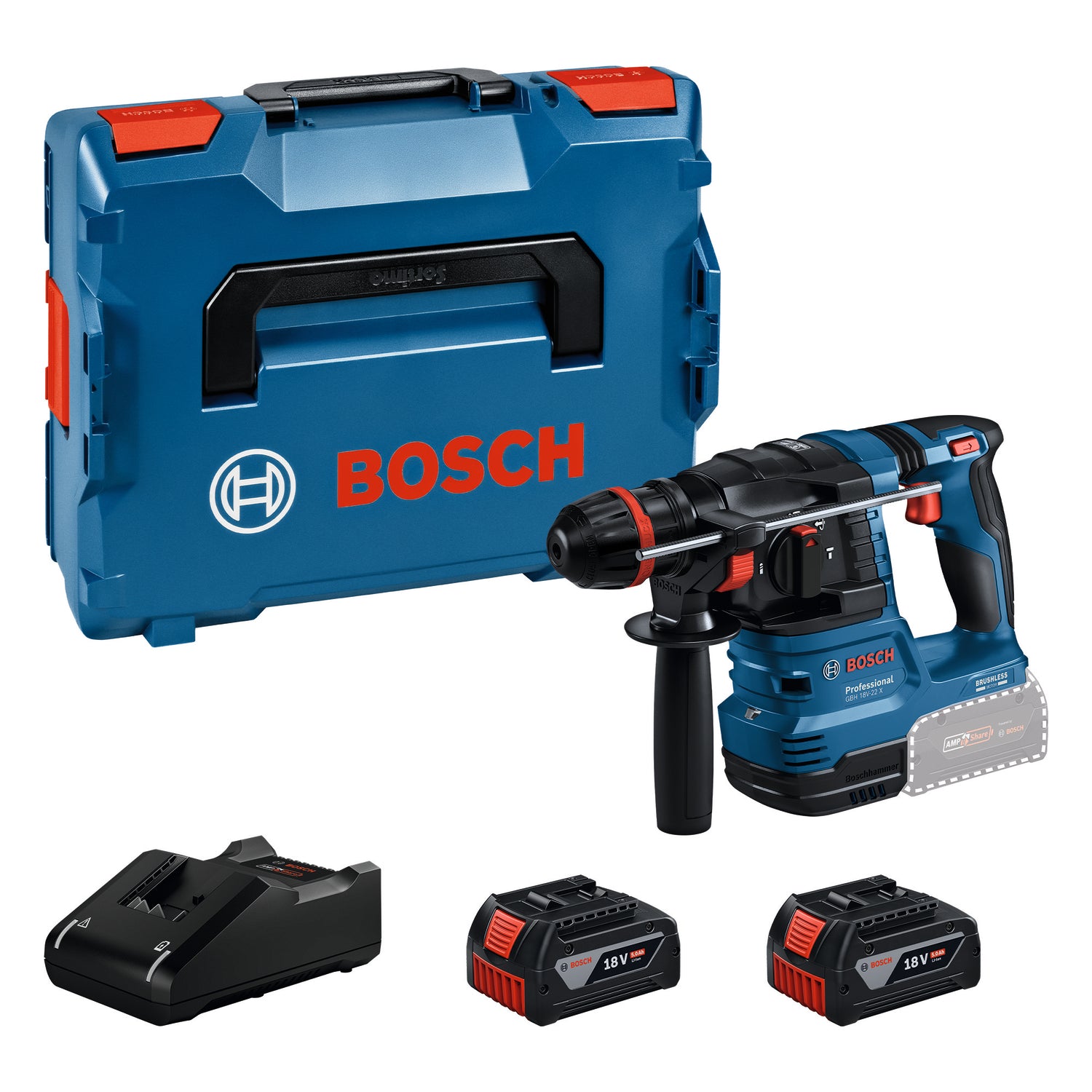 Bosch Professional GBH 18V-22 X – Set met 2× 4,0 Ah in L-BOXX 136