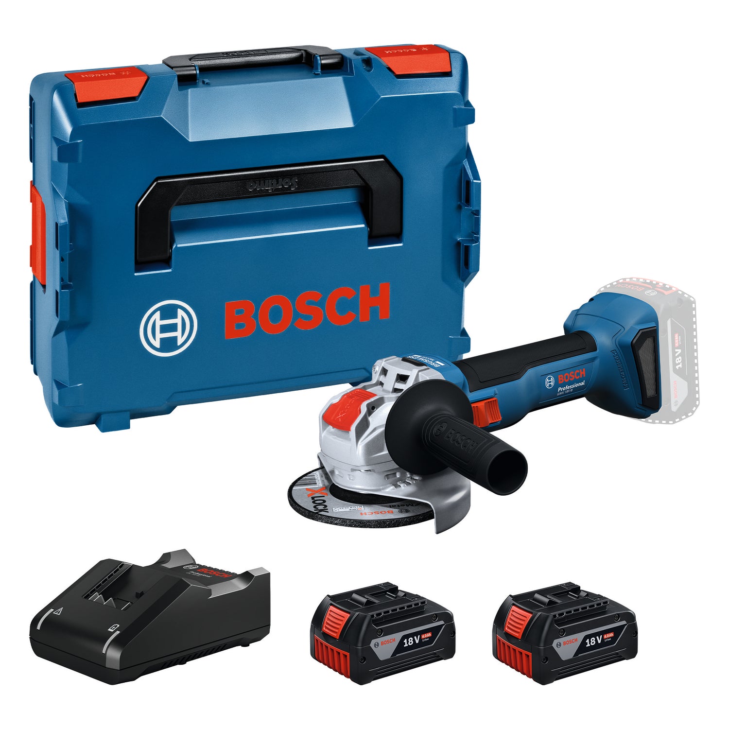 Bosch Professional GWX 18V-8 – Set 2× GBA 18V 4,0Ah + GAL 18V-40 in L-BOXX 136